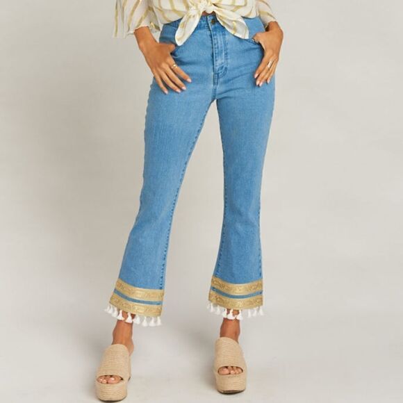 Show Me Your Mumu Miramar High Waist Edgewater Tassel Jeans - Picture 1 of 11